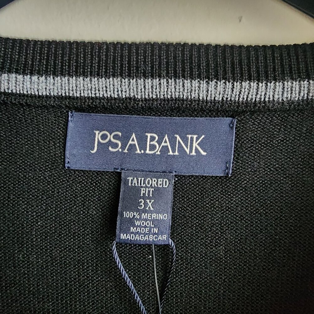 3xb Sweater Black Jos A Bank V Neck Merino Wool New Nwt Mens Tailored 3xl Size - Picture 3 of 16
